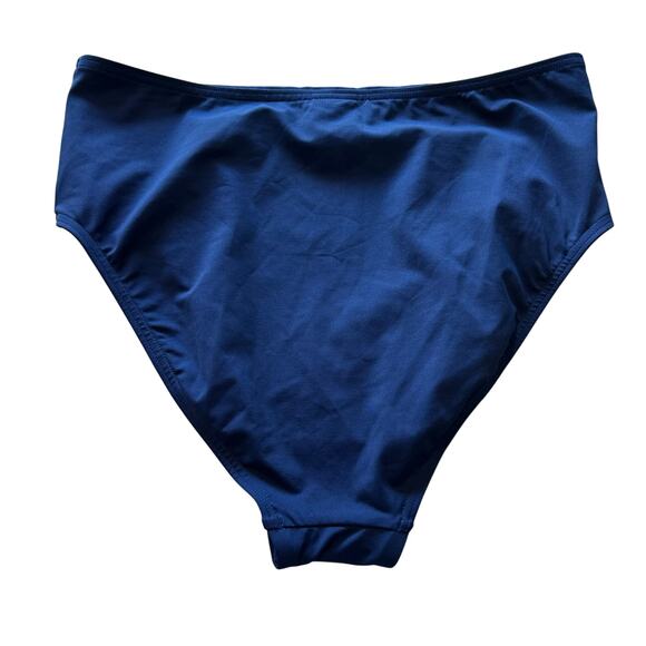 Lands' End Smoothing High Waisted Bikini Bottoms Navy Blue 12 - Picture 4 of 5